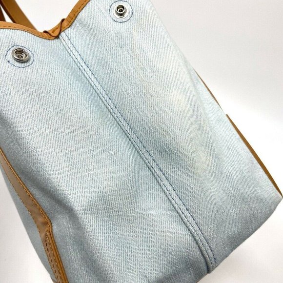 Authentic BALENCIAGA 339933 Logo print Navy Cabas S Hand Bag Tote Bag Light blue - Picture 5 of 12